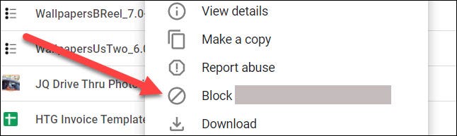 Bấm vào tùy chọn “Block username@email.com”
