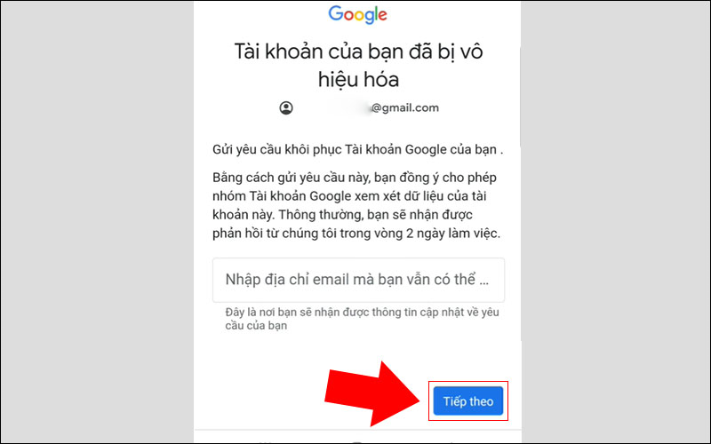 Chọn Yêu cầu xem xét lại
